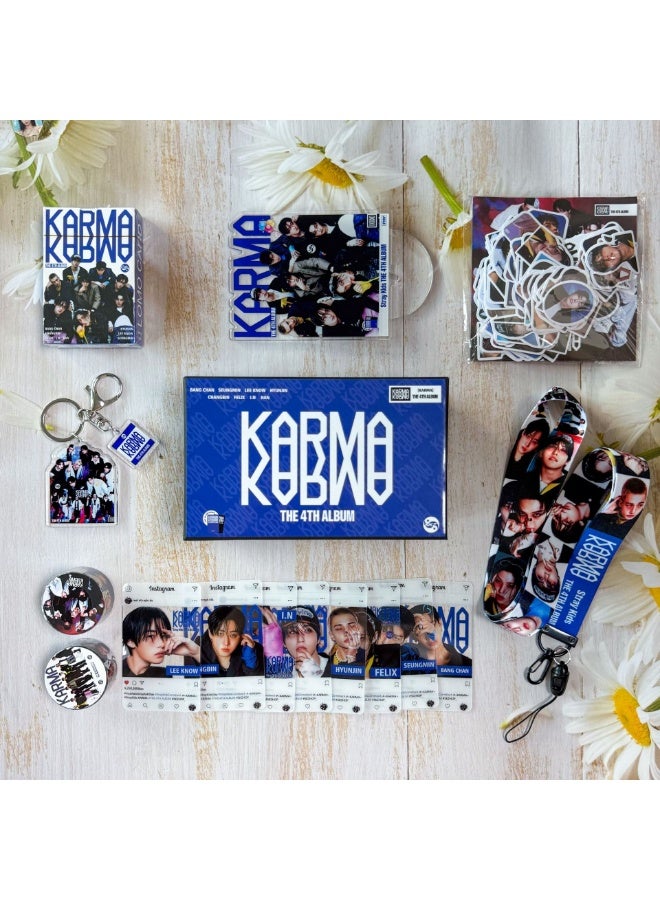 RTYY StrayKids Album KARMA Gift Box With Lomo Cards, Acrylic Stand, Hand Account Tape, Keychain, Lanyard, Stickers, Photo Card - Image 2